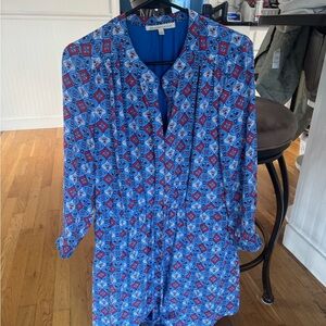 Daniel Rainn Blue and Red Patterned Dress